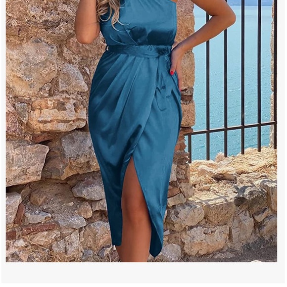 Pretty Garden beautiful size medium cocktail one shoulder wedding guest dress - Picture 3 of 6